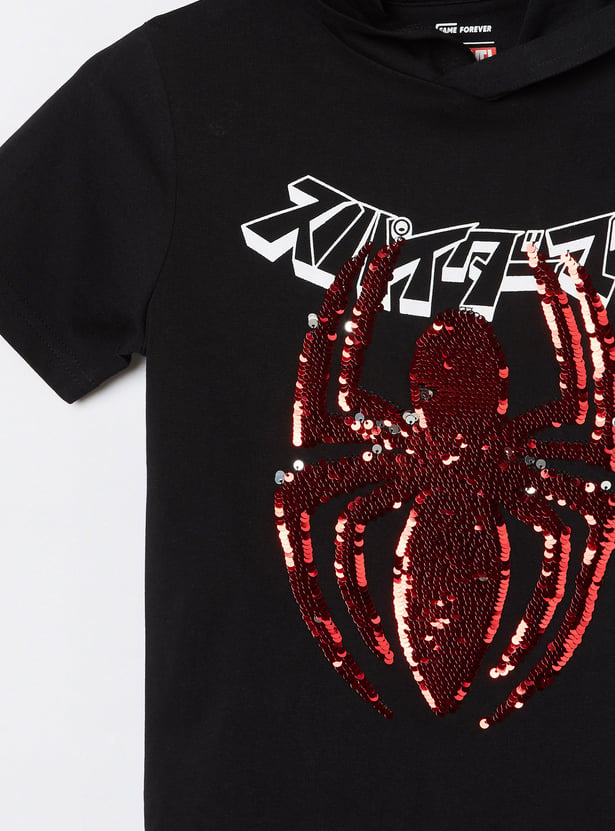 FAME FOREVER Boys Spiderman Sequin T-shirt