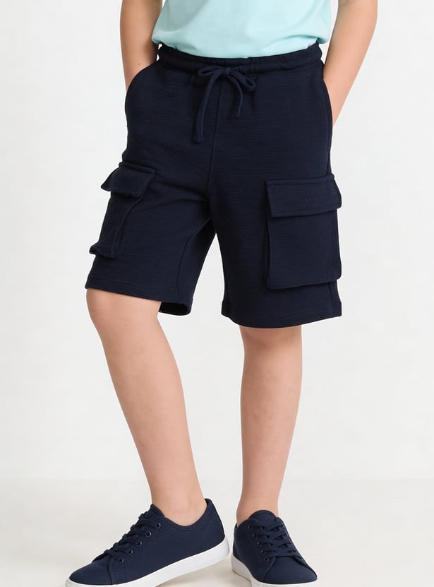 FAME FOREVER Boys Textured Cargo Shorts