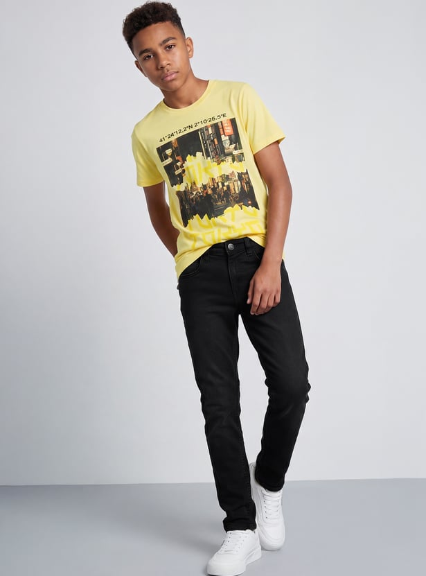 FAME FOREVER Boys Darkwashed Slim Fit Jeans