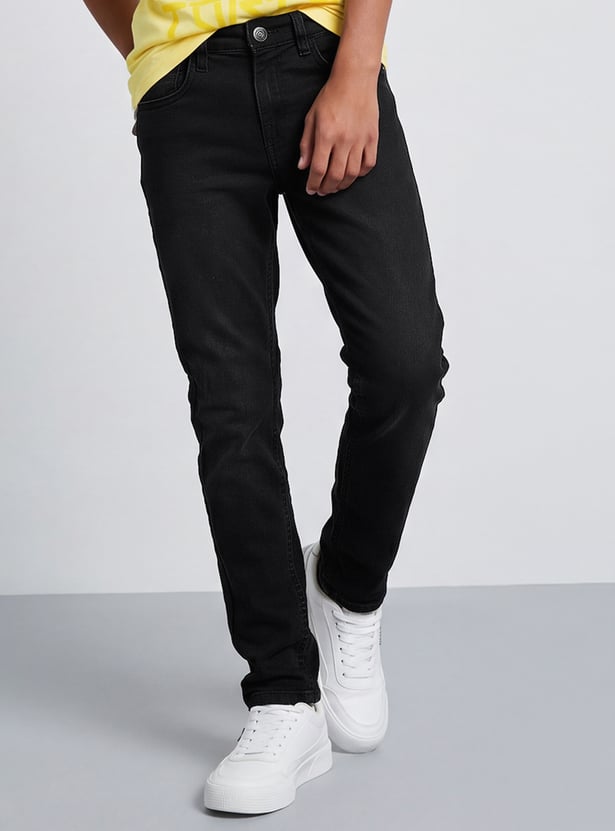 FAME FOREVER Boys Darkwashed Slim Fit Jeans