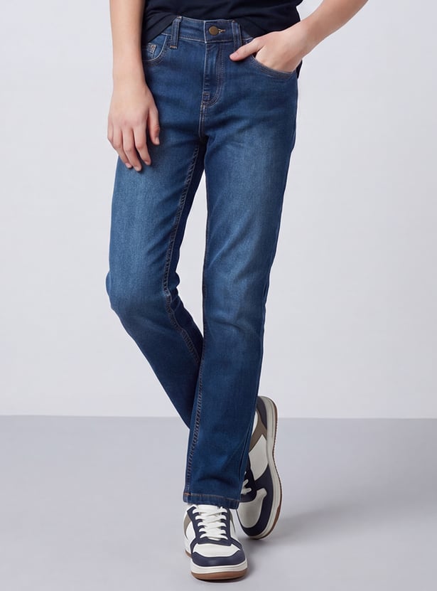FAME FOREVER Boys Darkwashed Slim Fit Jeans