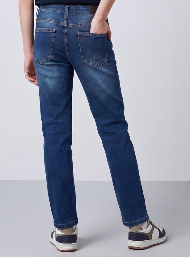 FAME FOREVER Boys Darkwashed Slim Fit Jeans