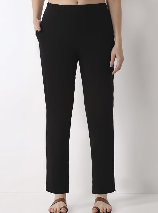 BIBA Solid Straight Pants