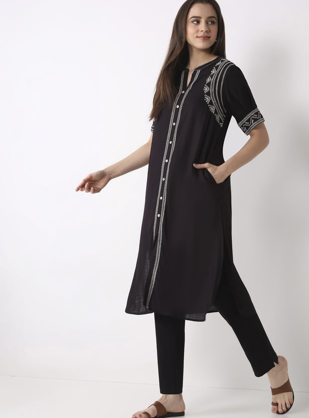BIBA Solid Straight Pants