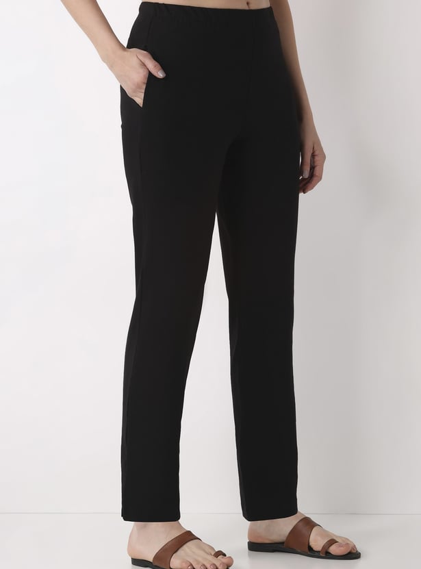 BIBA Solid Straight Pants