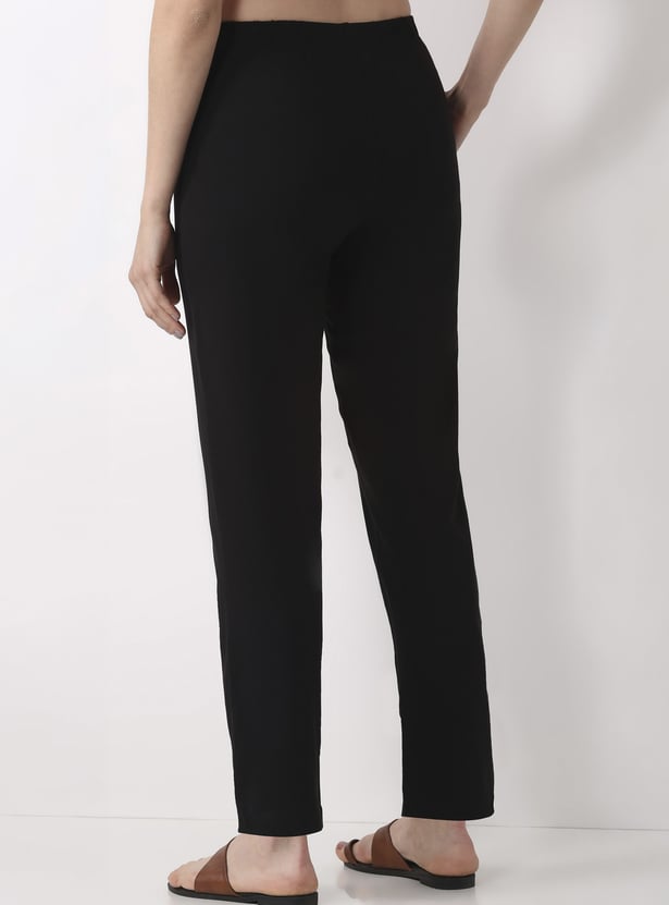 BIBA Solid Straight Pants