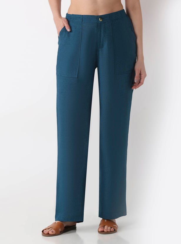 BIBA Solid Straight Pants