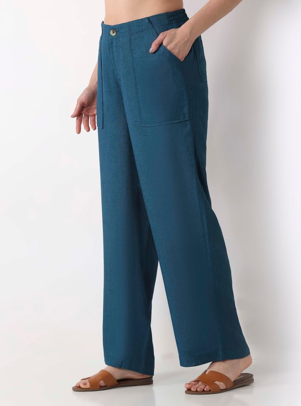 BIBA Solid Straight Pants