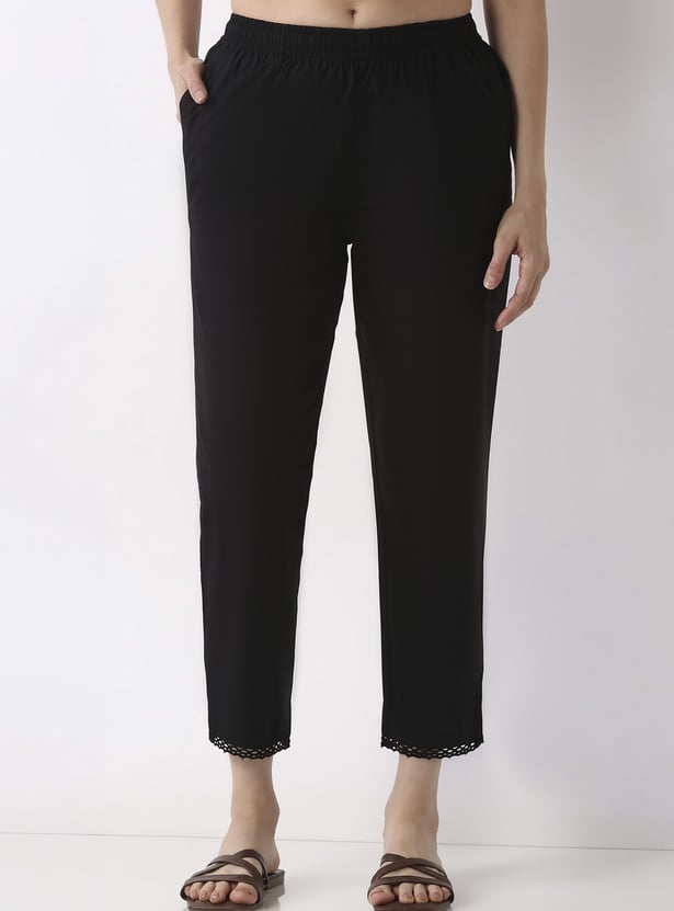 BIBA Solid Straight Pants