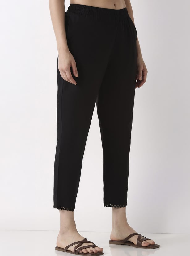BIBA Solid Straight Pants