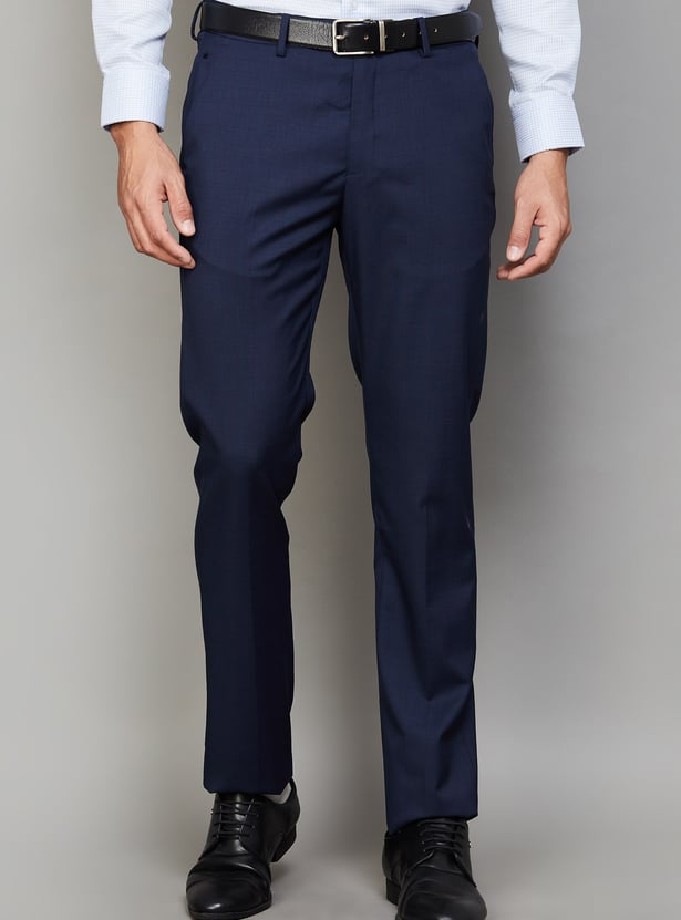 LOUIS PHILIPPE Checked Slim Fit Formal Trousers