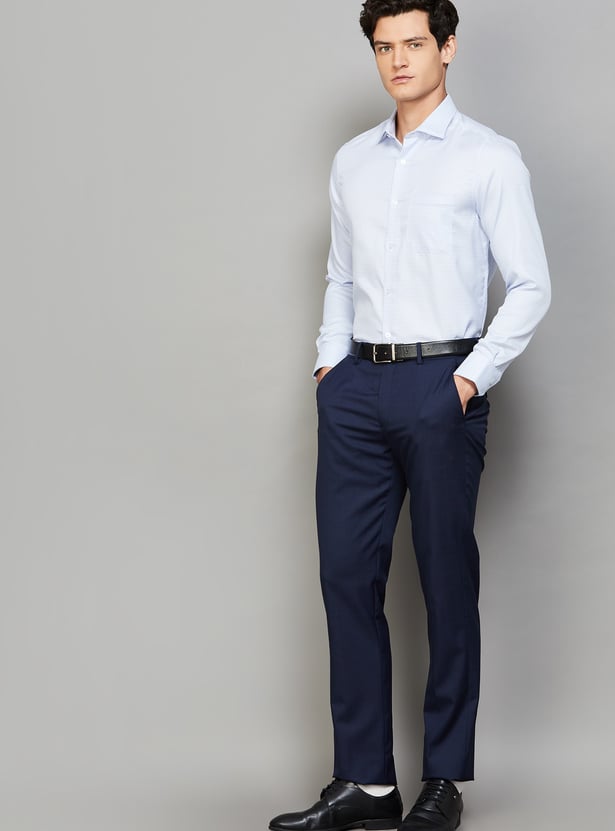 LOUIS PHILIPPE Checked Slim Fit Formal Trousers
