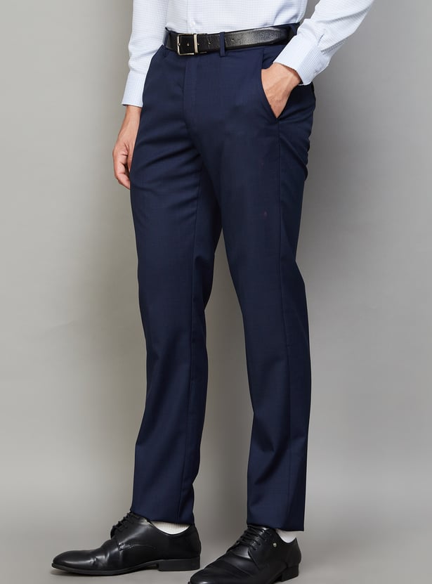LOUIS PHILIPPE Checked Slim Fit Formal Trousers