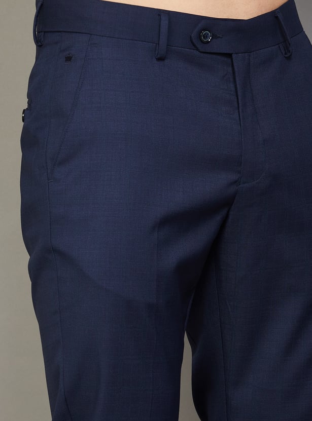 LOUIS PHILIPPE Checked Slim Fit Formal Trousers