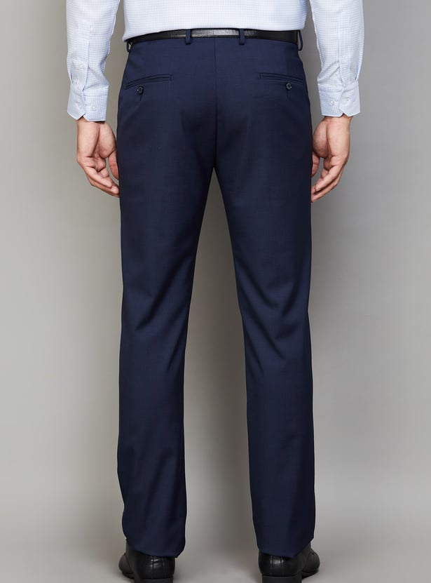 LOUIS PHILIPPE Checked Slim Fit Formal Trousers