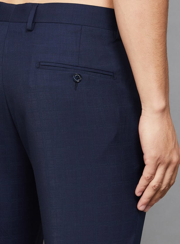 LOUIS PHILIPPE Checked Slim Fit Formal Trousers