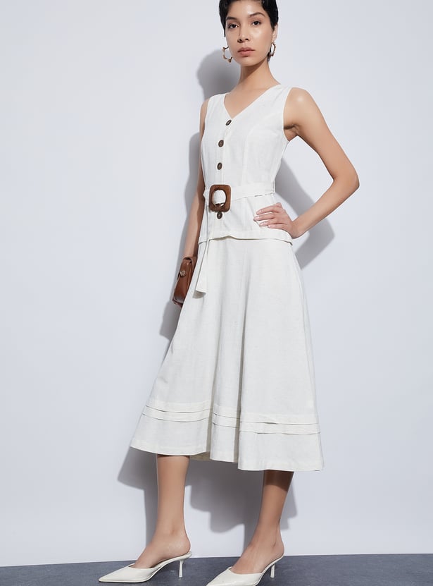 CODE Belted A-Line Dress