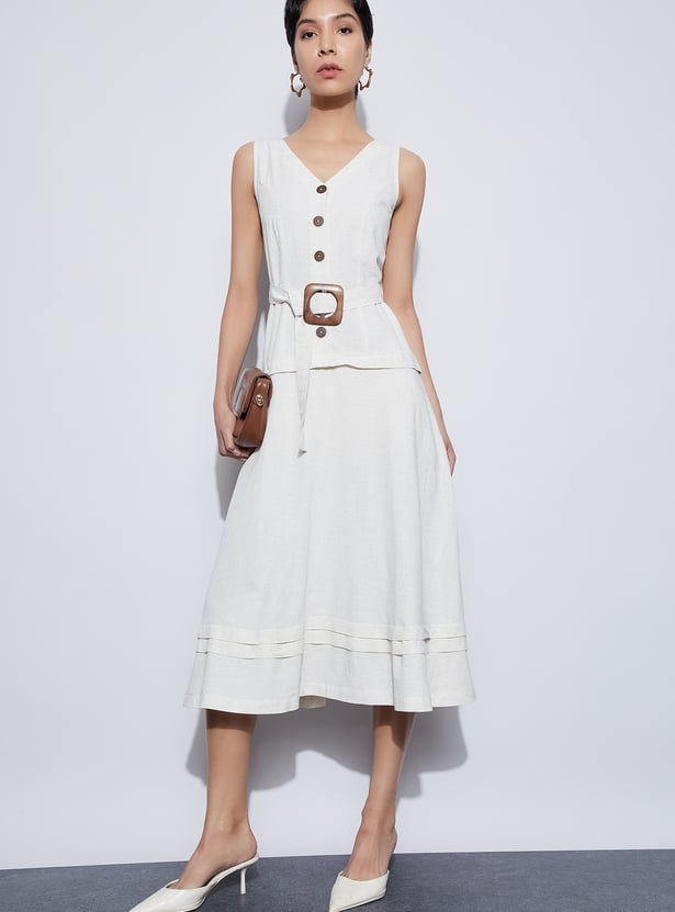 CODE Belted A-Line Dress