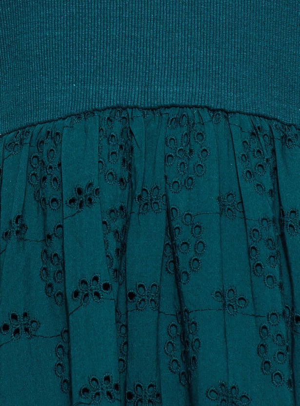 CODE Schiffli Scoop Neck A-Line Dress