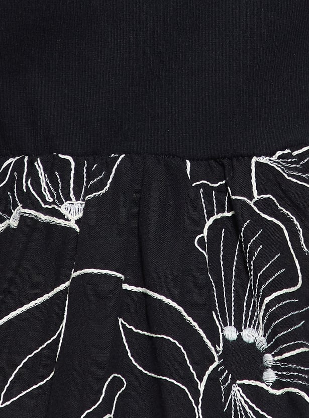 CODE Floral Embroidered Midi Dress