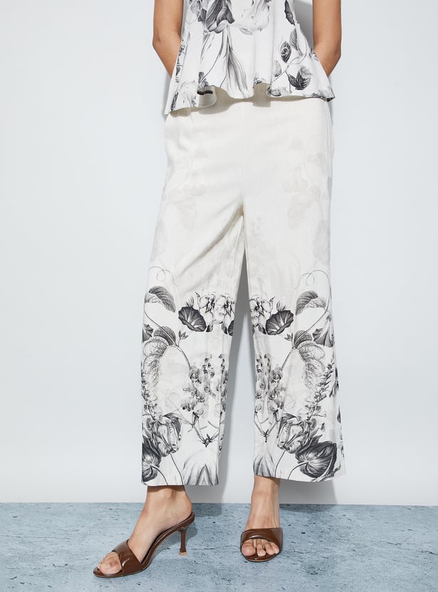 CODE Printed Elasticated Trousers