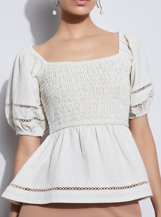 CODE Smocked Peplum Top