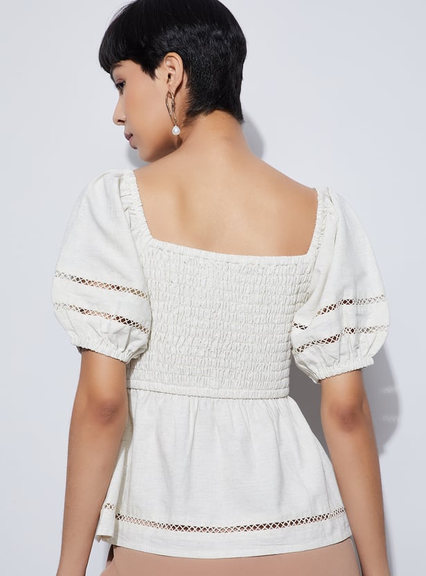 CODE Smocked Peplum Top