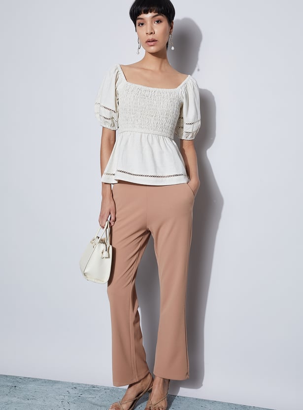 CODE Smocked Peplum Top