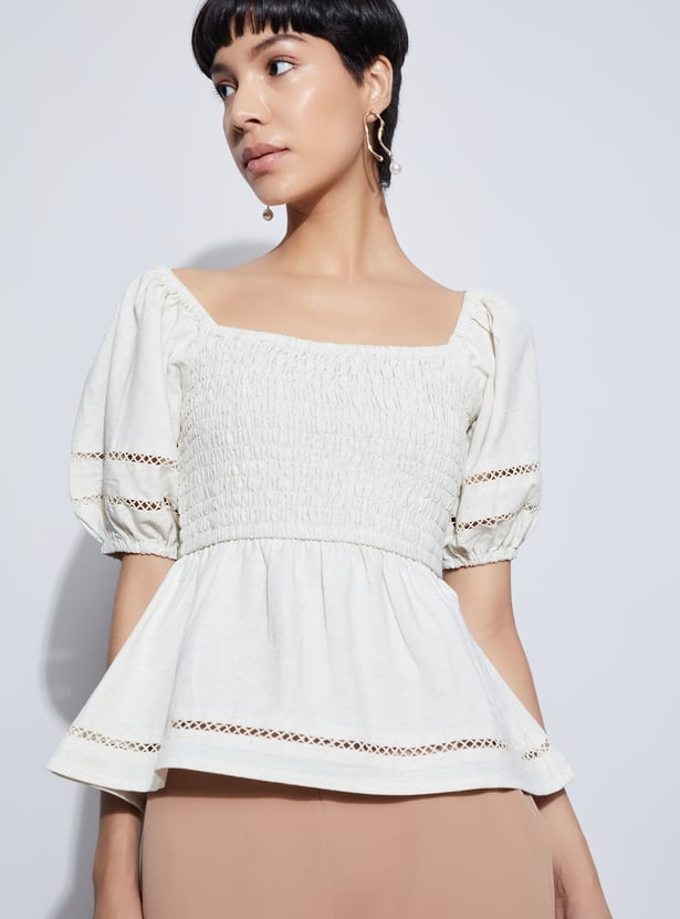 CODE Smocked Peplum Top