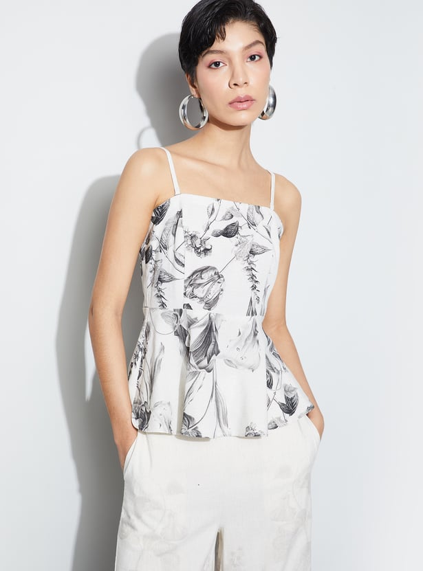 CODE Floral Print Peplum Top