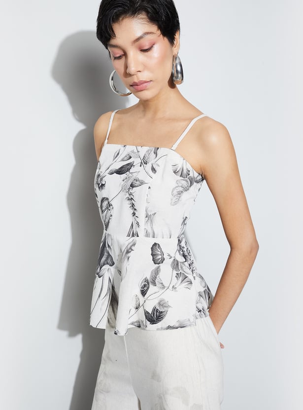 CODE Floral Print Peplum Top