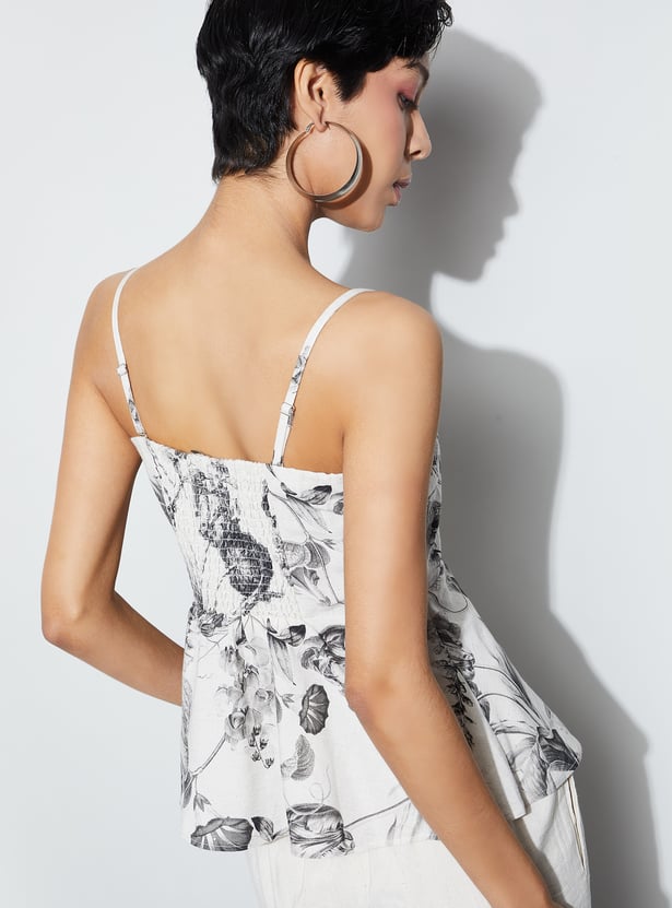 CODE Floral Print Peplum Top
