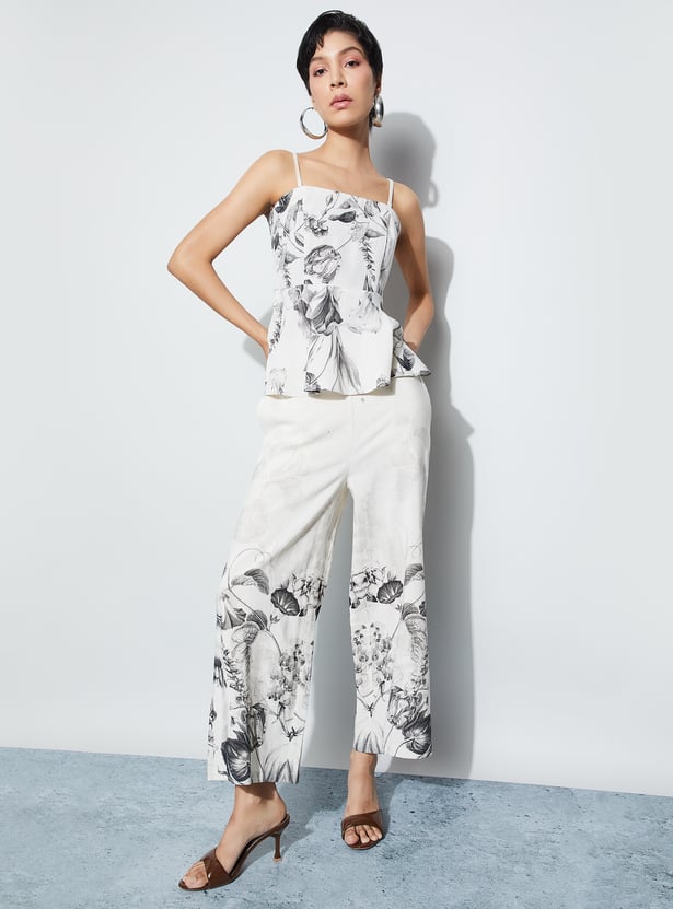 CODE Floral Print Peplum Top