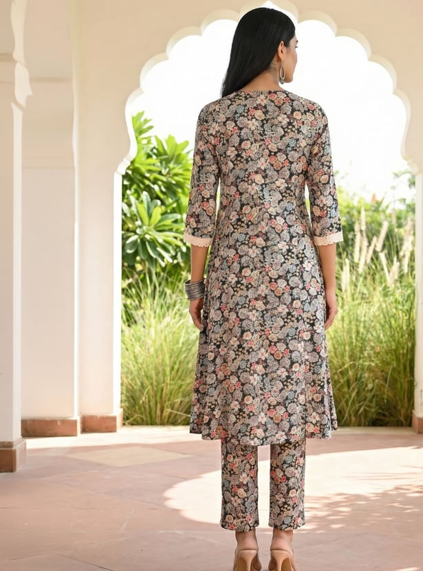 AURELIA Floral Print Straight Kurta Set