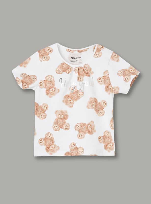 FAME FOREVER Girls Teddy Print T-shirt