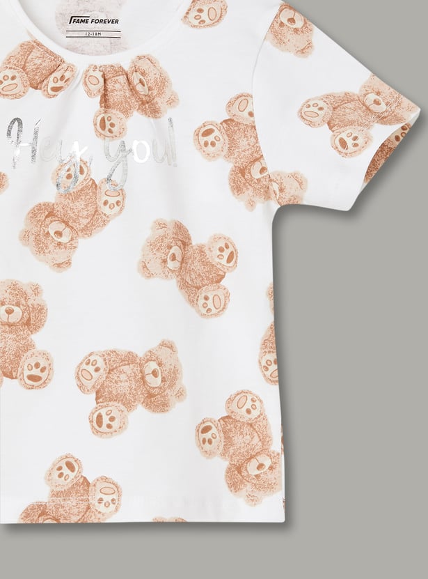 FAME FOREVER Girls Teddy Print T-shirt