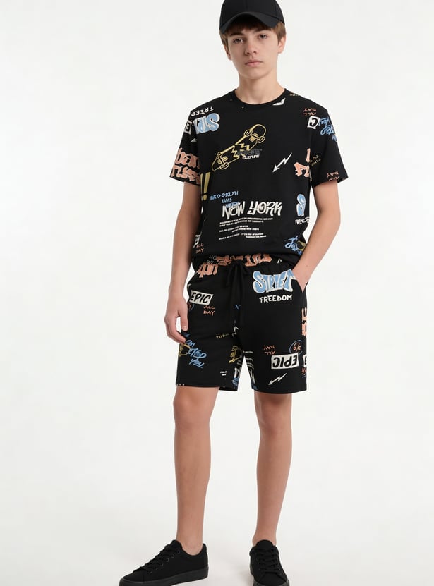 FAME FOREVER Boys Graphic Print Shorts