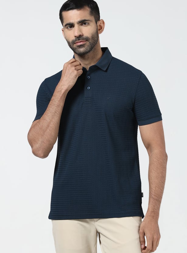 BLACKBERRYS Textured Slim Fit Polo T-shirt
