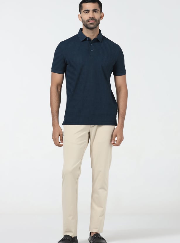 BLACKBERRYS Textured Slim Fit Polo T-shirt