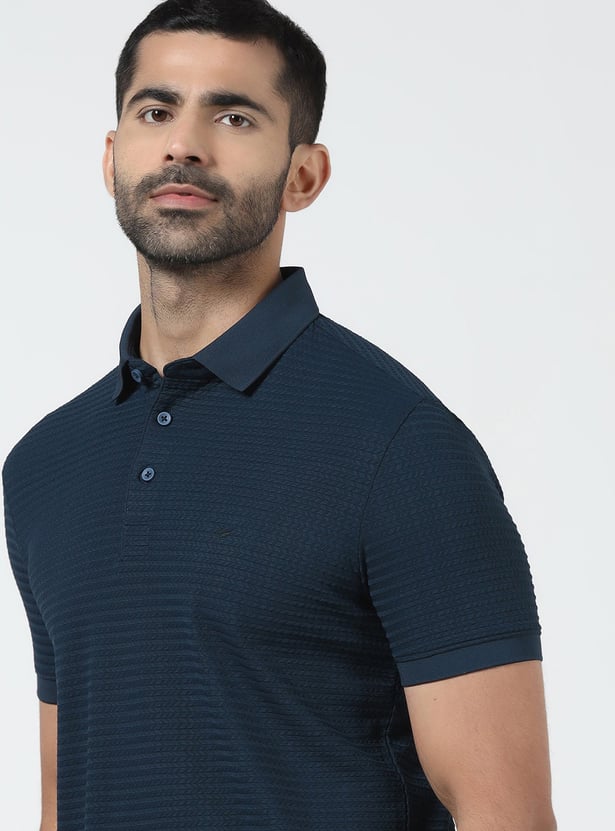 BLACKBERRYS Textured Slim Fit Polo T-shirt