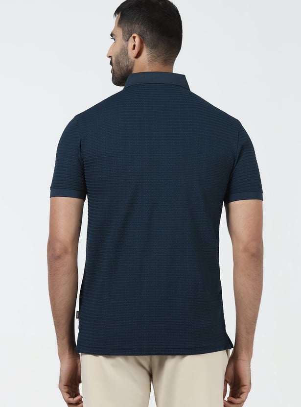 BLACKBERRYS Textured Slim Fit Polo T-shirt