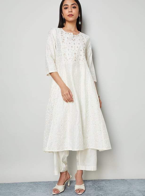 MELANGE Embroidered A-line Kurta