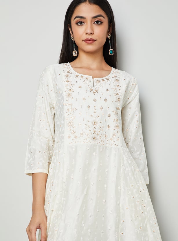 MELANGE Embroidered A-line Kurta