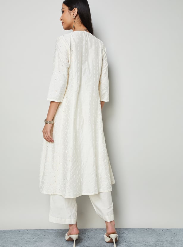 MELANGE Embroidered A-line Kurta