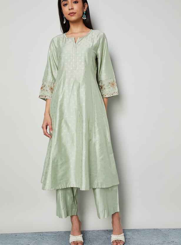 MELANGE Embroidered A-Line Kurta