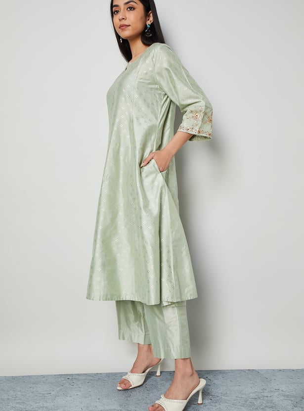 MELANGE Embroidered A-Line Kurta