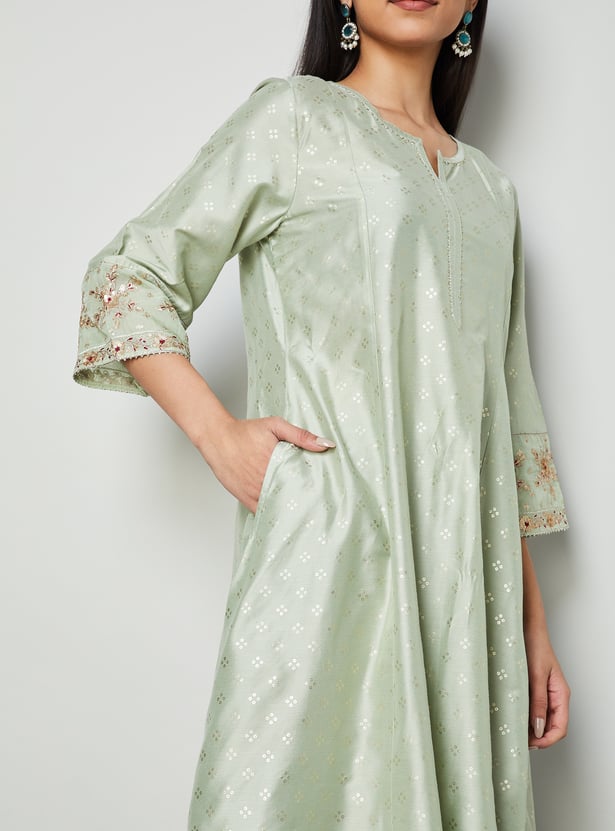 MELANGE Embroidered A-Line Kurta