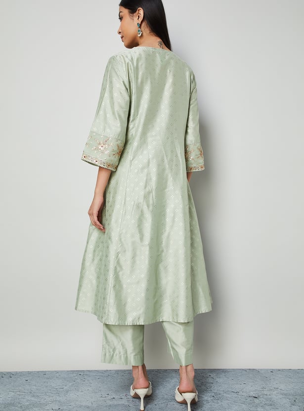 MELANGE Embroidered A-Line Kurta