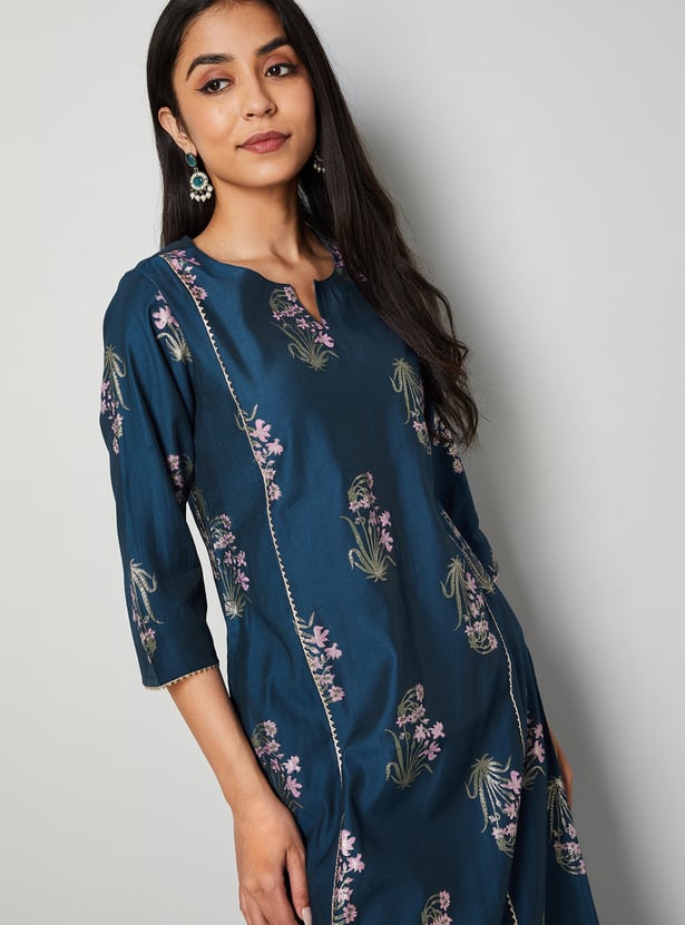 MELANGE Floral Print Straight Kurta