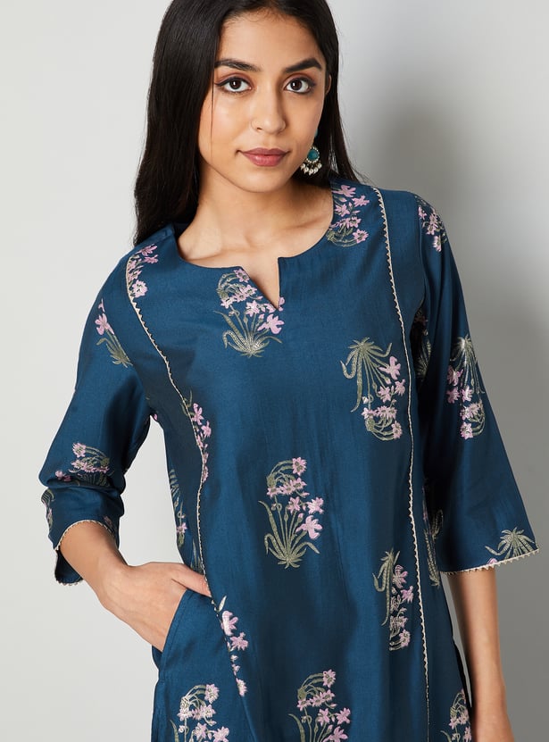 MELANGE Floral Print Straight Kurta